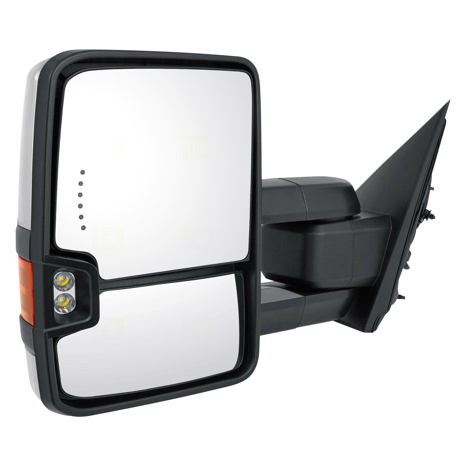 Rétroviseur extérieur côté conducteur pour Chevrolet Silverado 3500 (2015-2019), électrique et chauffant, type remorquage, avec mémoire, feu de position latéral, clignotant intégré et projecteur de chargement, GM1320514