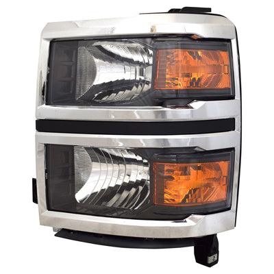 2014-2015 Chevrolet Silverado 1500 Head Lamp Driver Side Halogen Chrome With Out Projector Fits Wt/Lt Model High Quality