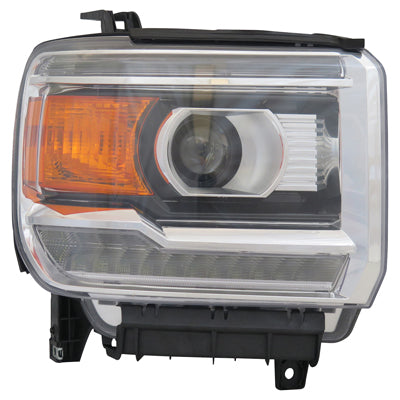 Head Lamp Passenger Side Gmc Sierra 1500 2014-2015 Halogen With Led Chrome Capa , Gm2503390C