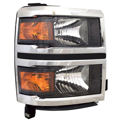 2014-2015 Chevrolet Silverado 1500 Head Lamp Passenger Side Halogen Chrome With Out Projector Fits Wt/Lt Model High Quality