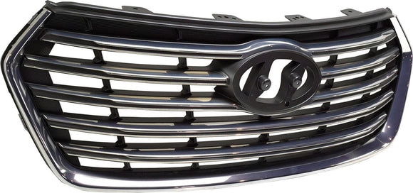2017-2018 Hyundai Santa Fe Grille Black With Satin Chrome Bars/Front Use Without Camera