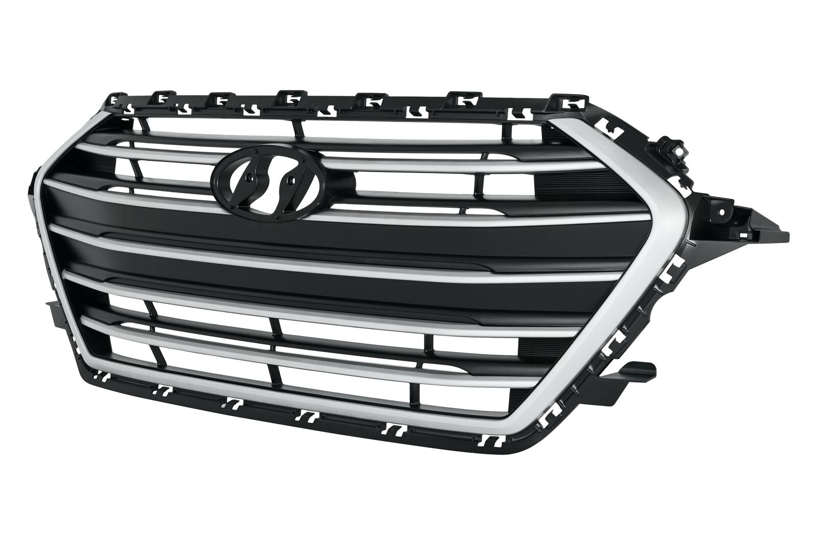 Calandre apprêtée pour Hyundai Elantra Sedan 2017-2018 argent/noir sans chrome 1.4/2.0L (fabrication coréenne), Hy1200203U - Hunt Parts