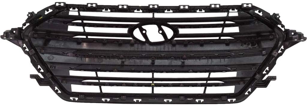 Calandre Hyundai Elantra Sedan 2017-2018 noire avec barres argentées/argentée à l'avant, fabriquée aux États-Unis, HY1200204U - Hunt Parts
