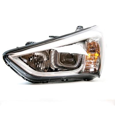 Phare avant gauche (côté conducteur) pour Hyundai Santa Fe Sport 2013-2016, halogène, enjoliveur noir, haute qualité, HY2502169