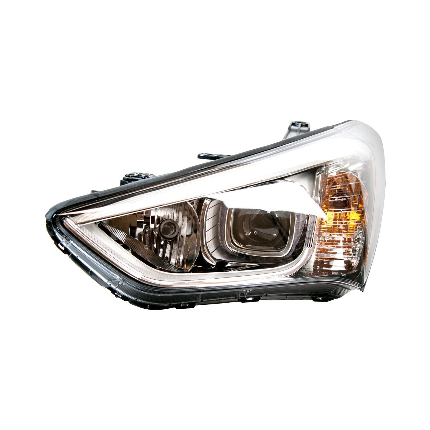Phare avant gauche (côté conducteur) pour Hyundai Santa Fe Sport 2013-2016, halogène, enjoliveur noir, référence Hy2502169C - Hunt Parts