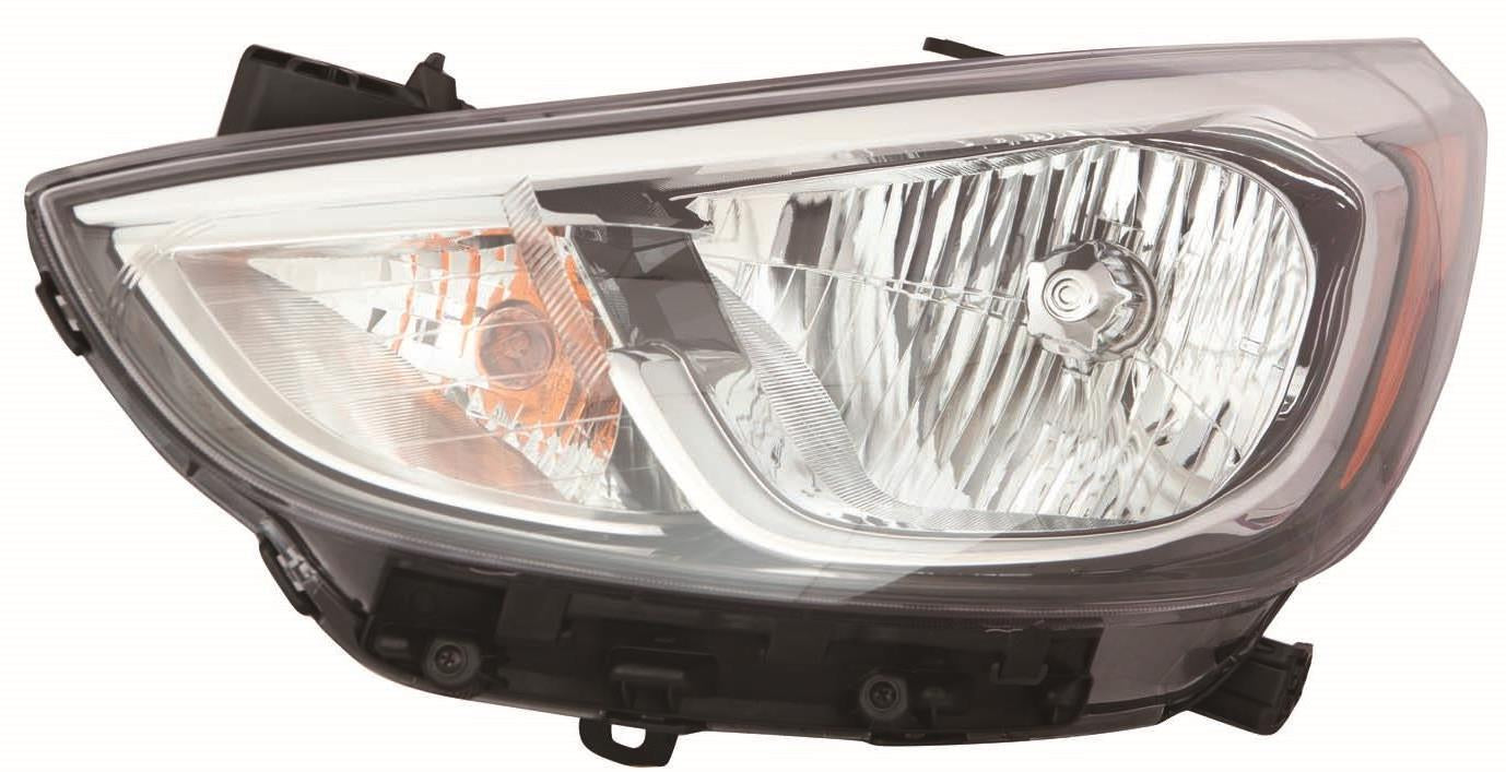 Phare avant gauche (côté conducteur) pour Hyundai Accent Hatchback 2015-2017, halogène, sans capuchon LED, référence HY2502192C - Hunt Parts