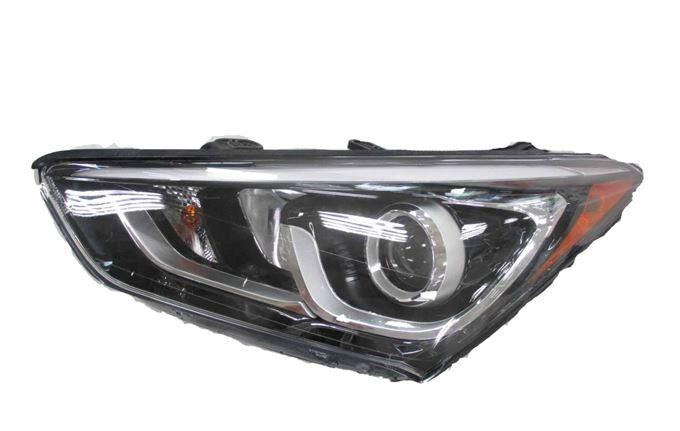 Phare avant gauche (côté conducteur) pour Hyundai Santa Fe Sport 2017-2018, modèle Sport, halogène, type projecteur avec éclairage LED d'accentuation, haute qualité, HY2502205