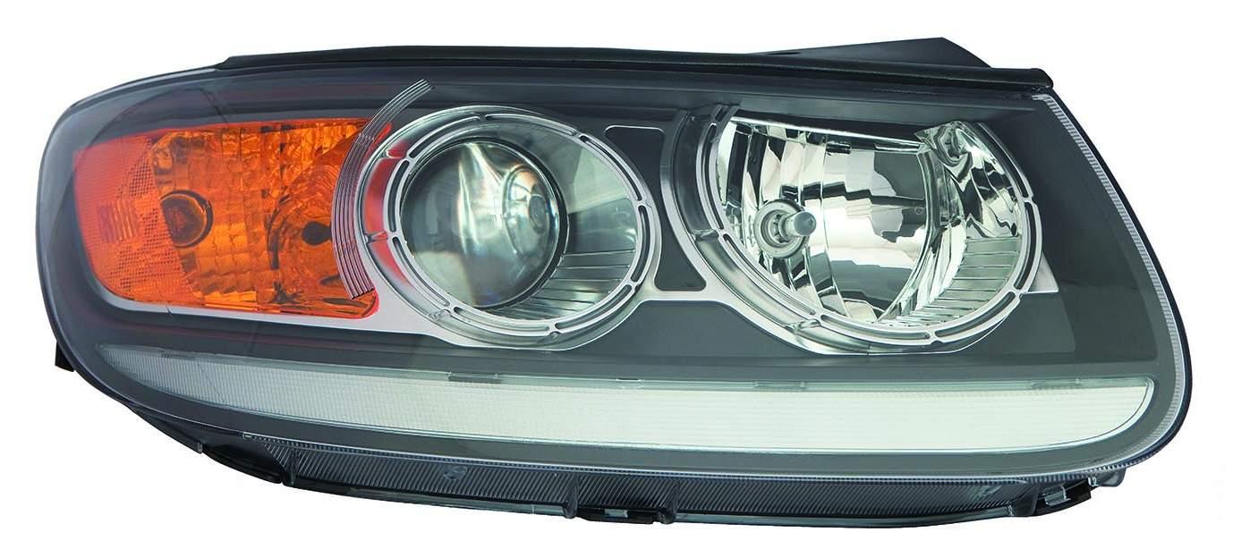 Phare avant côté passager pour Hyundai Santa Fe 2012, halogène, avec réflecteur inférieur transparent et contour noir, haute qualité, HY2503166