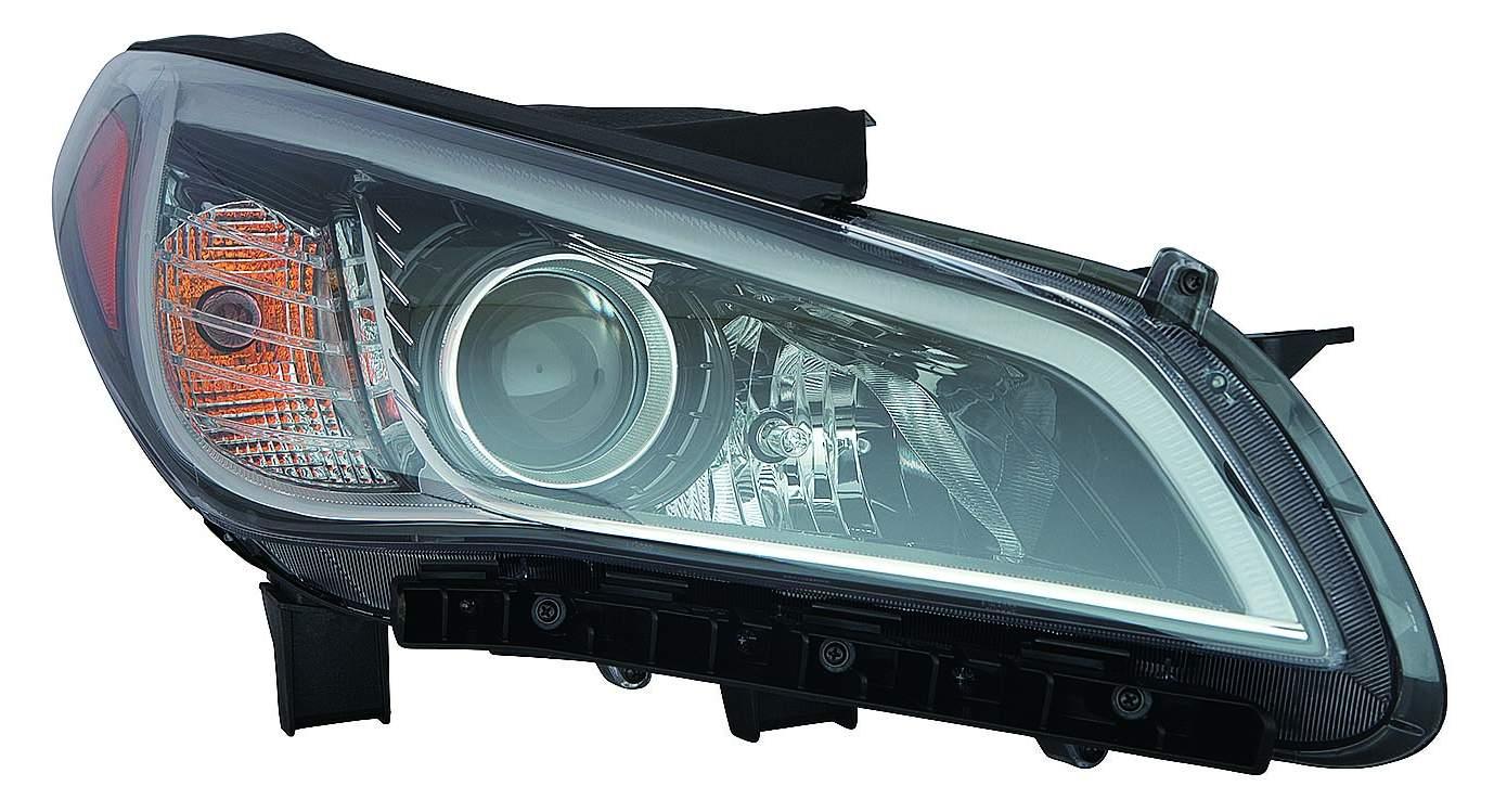 Phare avant côté passager pour Hyundai Sonata 2015-2017, halogène, avec contour noir et garniture chromée. Tous modèles 15-17/Ltd/Sport 16-17. Haute qualité, HY2503183