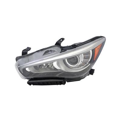 Phare avant gauche (côté conducteur) pour Infiniti Q50 Berline 2014-2017, ampoule HID sans pack Eco ni adaptateur, haute qualité, IN2502157