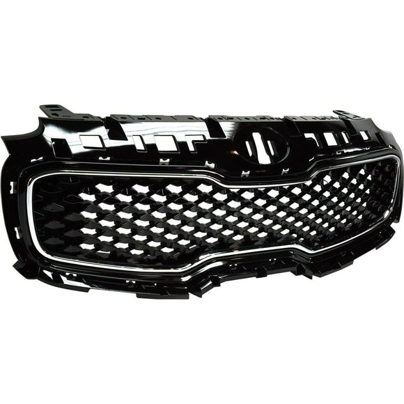 2017-2019 Kia Sportage Grille Glossy Black With Chrome Front Without Pre-Collision