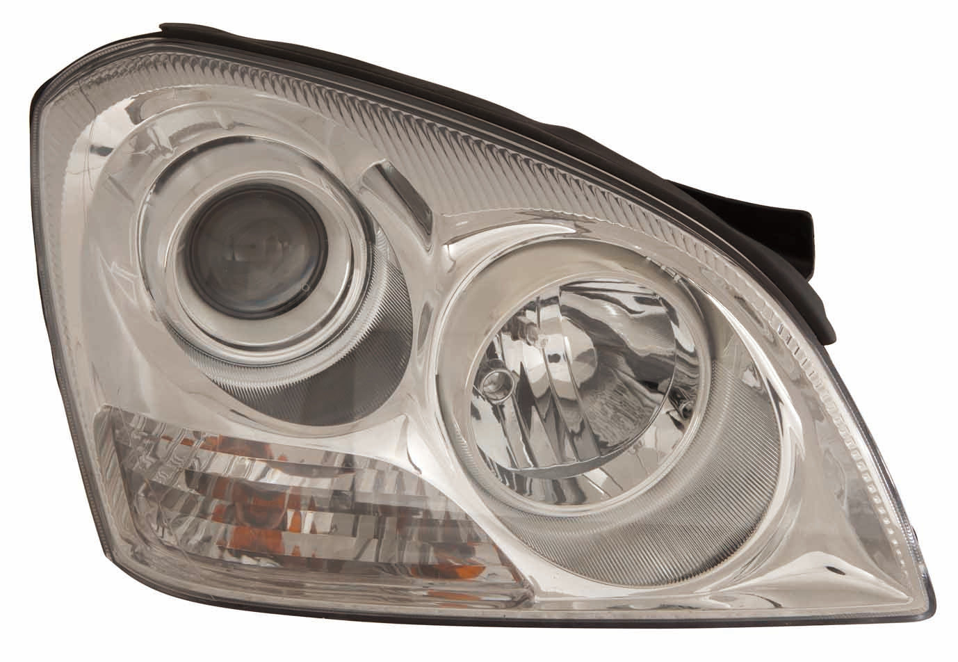 Phare avant gauche pour Kia Magentis 2006-2007 avec insert chromé, sans pack application, jusqu'au 16/04/2007, référence Ki2502124C - Hunt Parts
