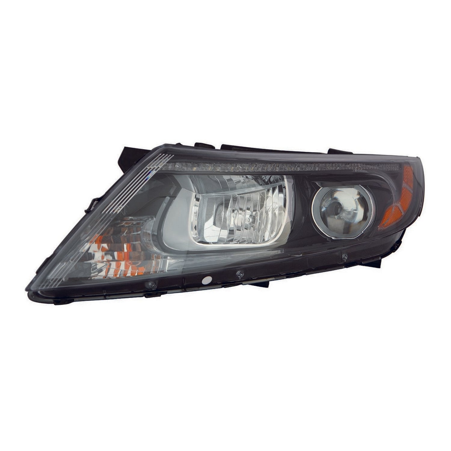 Phare avant gauche (côté conducteur) Kia Magentis 2014-2015, halogène, contour noir, LED, fabriqué aux États-Unis, KI2502176U - Hunt Parts