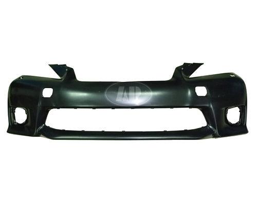 Pare-chocs avant Lexus CT200H 2011-2013 apprêté sans capteur avec trou pour rondelle et capuchon sport, LX1000237C