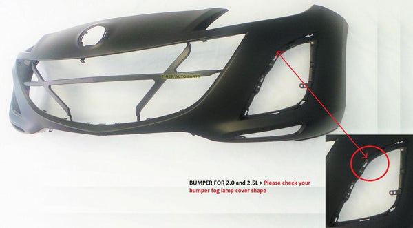 2010-2011 Mazda 3 Bumper Front 2.5/2.0L Primed With Flush Edge Driver Side/Passenger Side Insert