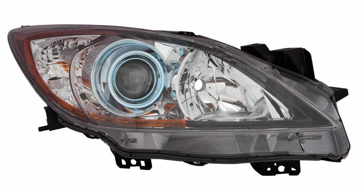Phare avant côté passager Mazda 3 2012-2013 halogène (6 vitesses avec enjoliveur de projecteur bleu) haute qualité, MA2519143