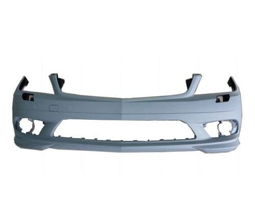 2008-2011 Mercedes C300 Bumper Front Primed With Washer/Amg Without Chrome/Led Slots/Park Holes