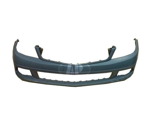 2008-2011 Mercedes C350 Bumper Front Primed Without Sensor Without H L Washer Without Amg Sport Pkg With Chrome Slots