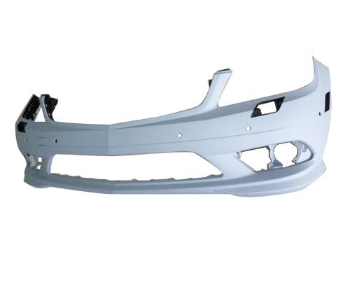 2008-2009 Mercedes C230 Bumper Front Primed With Washer/Amg Without Led Drive Lamp/Park Assist Holes