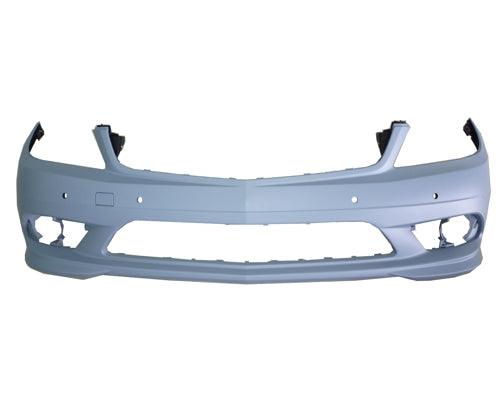 2010-2011 Mercedes C250 Bumper Front Primed With Sensor Without H L Washer Hole With Amg Sport Pkg Without Led