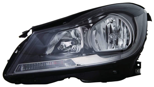 Head Lamp Driver Side Mercedes C250 2012-2015 Halogen Black Housing Coupe Without Cornering Lamp Capa , Mb2502186C