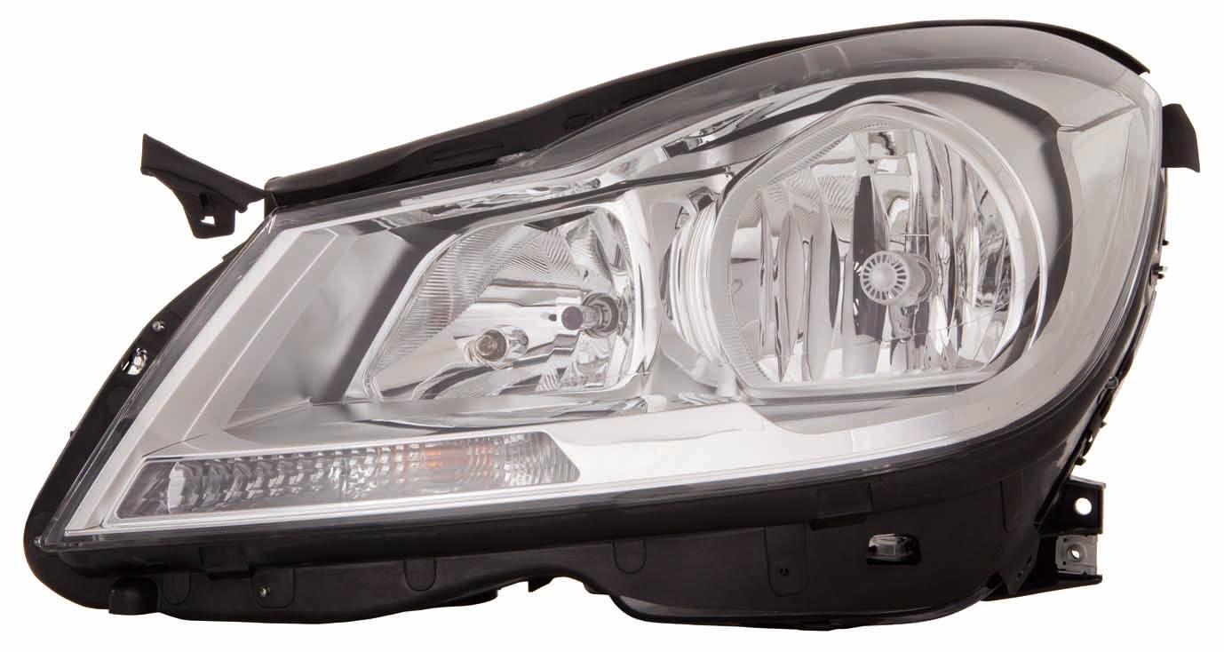 Phare avant gauche (côté conducteur) pour Mercedes C63 Berline 2012-2014, halogène, boîtier chromé, sans feu de virage, haute qualité, MB2502187