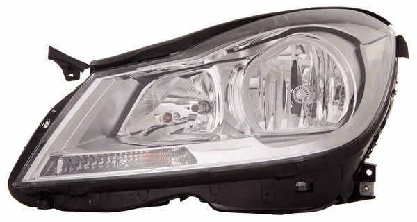Head Lamp Driver Side Mercedes C250 2012-2014 Halogen Chrome Housing Sedan Without Cornering Lamp Capa , Mb2502187C