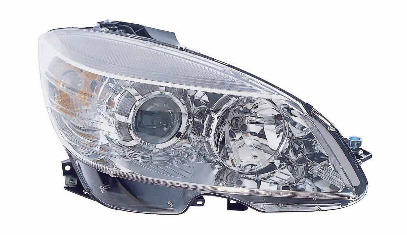 Phare avant côté passager Mercedes C230 2008-2009 avec cerclage chromé, date de fabrication : 09/02/2007, référence : MB2503163C - Hunt Parts