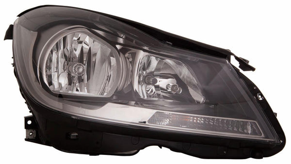2012-2014 Mercedes C300 Head Lamp Passenger Side Halogen Black Housing Coupe Without Cornering Lamp High Quality