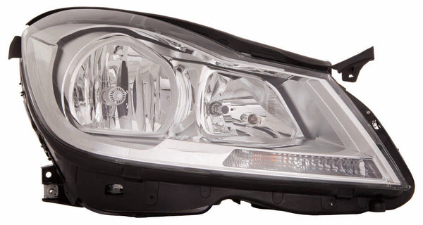 Head Lamp Passenger Side Mercedes C250 2012-2014 Halogen Chrome Housing Sedan Without Cornering Lamp Capa , Mb2503187C