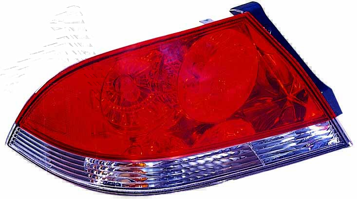 Feu arrière côté conducteur Mitsubishi Lancer 2004-2007, lentille transparente/rouge (modèle ES/LS), référence Mi2800119C - Hunt Parts