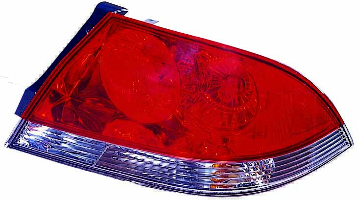 Feu arrière côté passager Mitsubishi Lancer 2004-2007, lentille transparente/rouge (modèle ES/LS), référence Mi2801119C - Hunt Parts