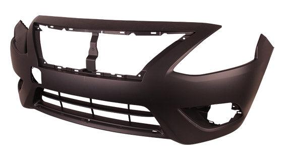 2015-2019 Nissan Versa Sedan Bumper Front Primed With Chrome Moulding Ptm