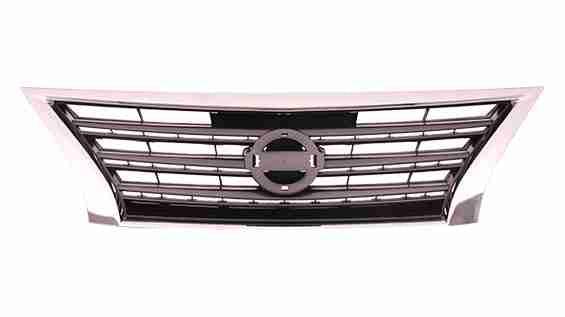Calandre peinte Nissan Sentra 2013-2015 argent foncé/noir avec moulure chromée, NI1200253