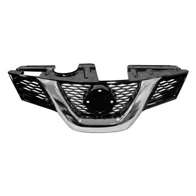 Calandre peinte en noir avec moulure chromée pour Nissan Rogue 2014-2015, sans emplacement pour caméra, NI1200258