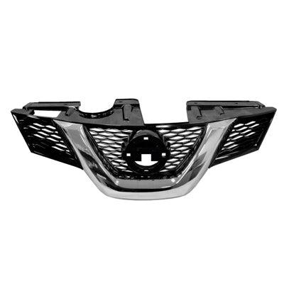 2014-2016 Nissan Rogue Grille Painted Black With Chrome Moulding With Camera Hole