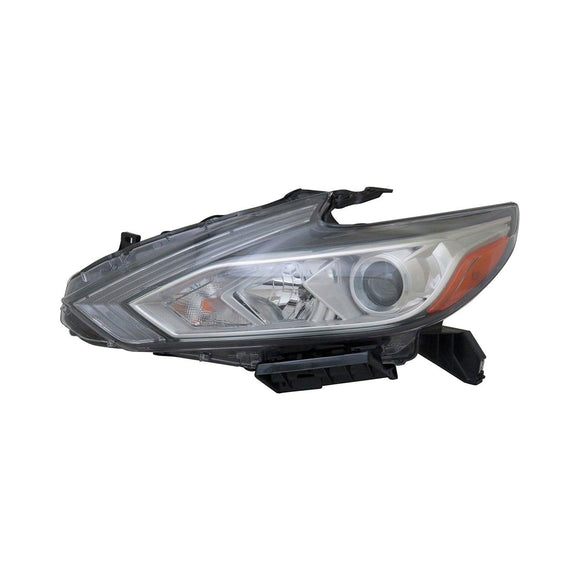 Head Lamp Driver Side Nissan Altima 2016-2018 Halogen With Chrome Bezel Without Led Daytime Running Light Capa , Ni2502247C