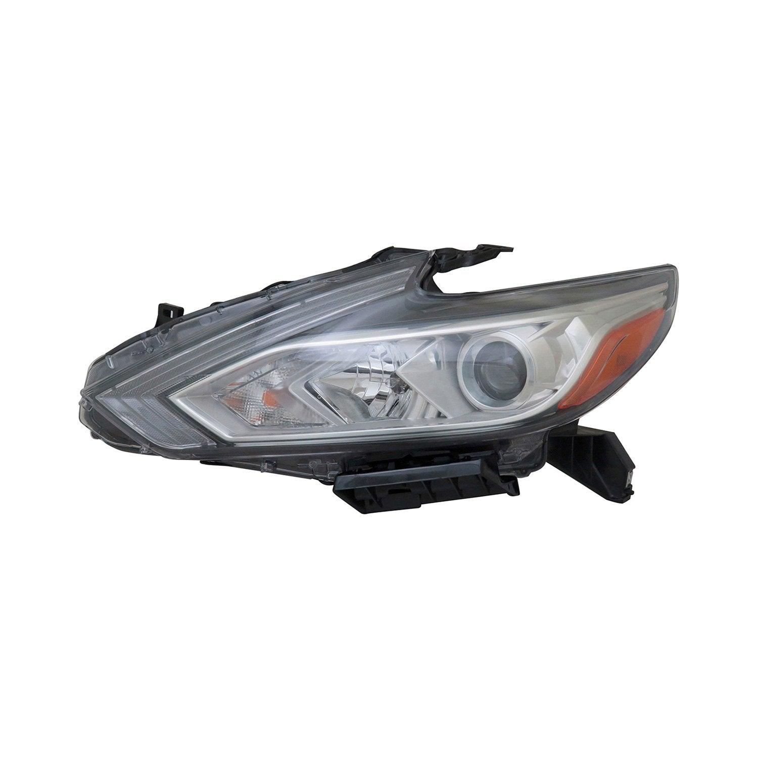 Phare avant gauche halogène avec enjoliveur chromé, sans feu de jour à LED, pour Nissan Altima berline 2016-2018, référence NI2502247V.