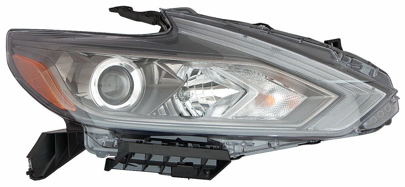 Phare avant côté passager pour Nissan Altima 2016-2018, halogène, avec contour noir, sans feu de jour à LED, qualité économique, NI2503249U