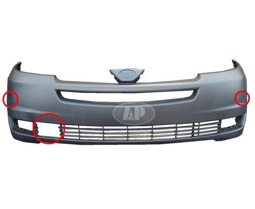 2004-2005 Toyota Sienna Bumper Front Primed With Radar/Sensor Hole