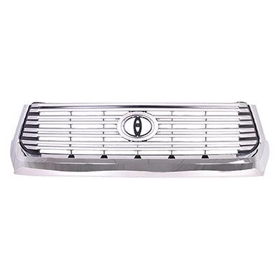 Calandre Toyota Tundra 2014-2017 peinte en gris argenté avec moulure chromée, modèle Limited 8 barres, TO1200374