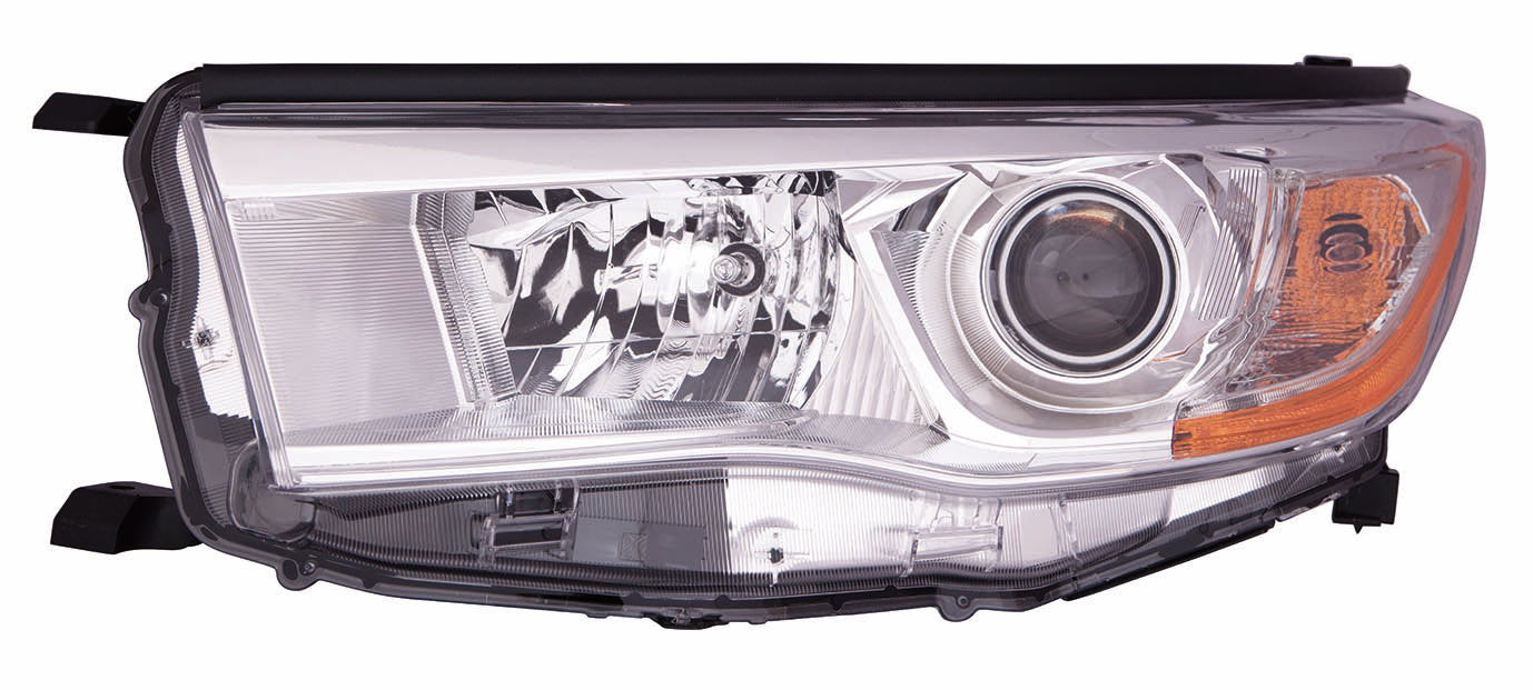 Phare avant côté conducteur pour Toyota Highlander 2014-2016 avec enjoliveur chromé brillant, référence To2502221C - Hunt Parts