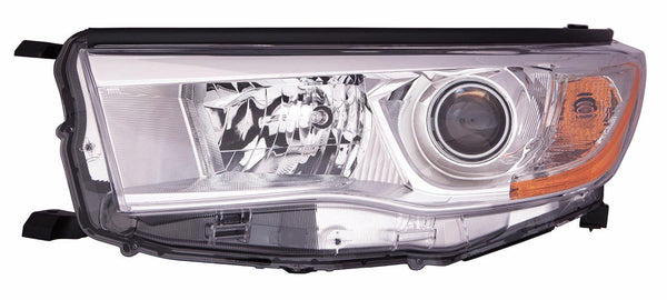 2014-2016 Toyota Highlander Hybrid Head Lamp Driver Side With Bright Chrome Bezel High Quality