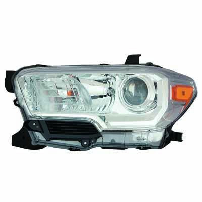 Phare avant côté conducteur pour Toyota Tacoma 2016-2019, halogène, enjoliveur chromé, sans feu de jour à LED, référence TO2502242C - Hunt Parts