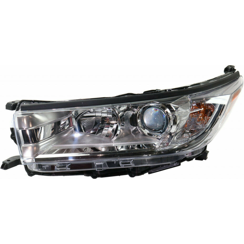 Phare avant côté conducteur pour Toyota Highlander 2017-2019, finition chromée fumée, contour chromé, sans feux de jour à LED (modèles LE/LE Plus/XLE), référence To2502251C - Hunt Parts