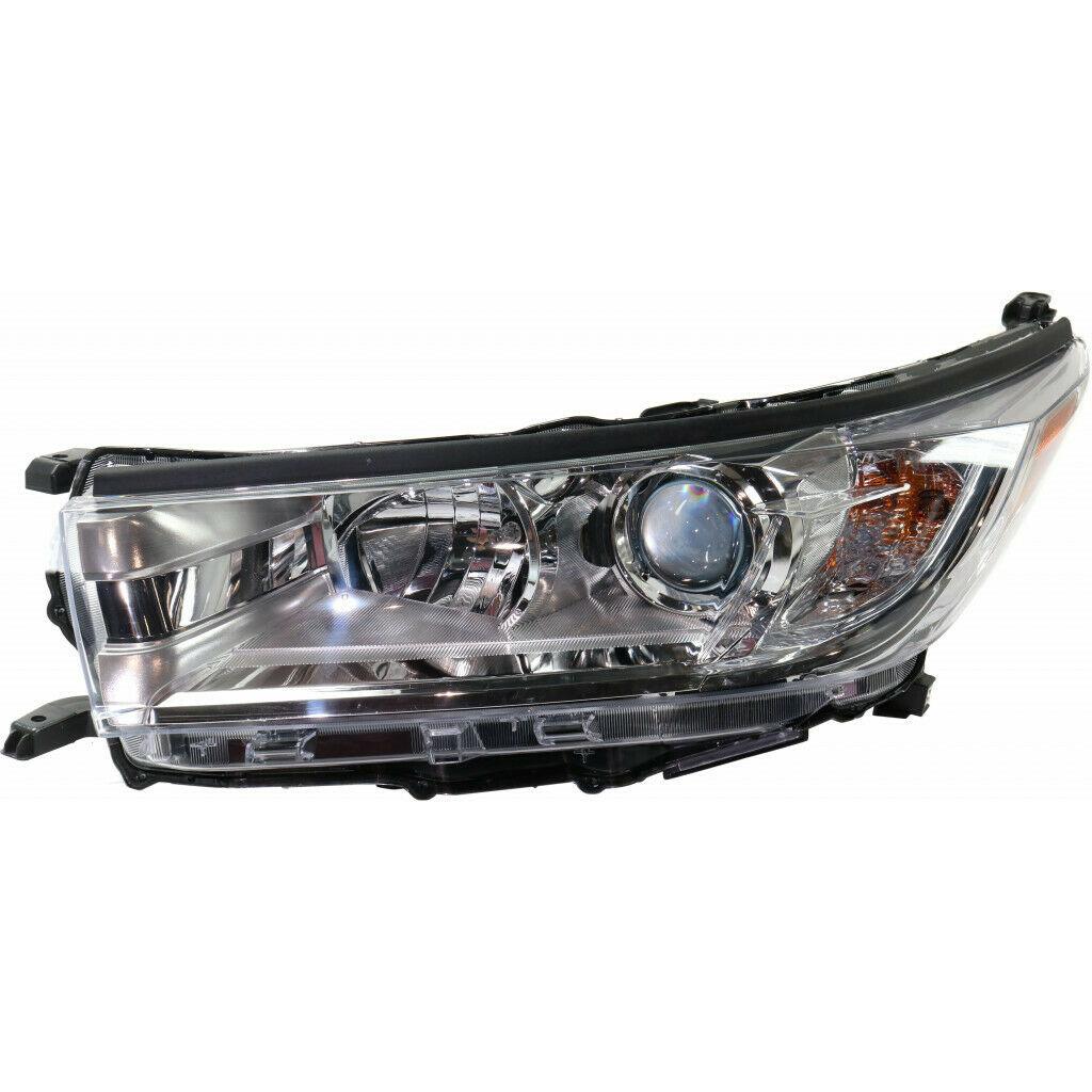 Phare avant côté conducteur pour Toyota Highlander Hybrid 2017-2019, finition chromée fumée, contour chromé, sans feux de jour à LED, modèles LE/LE Plus/XLE, haute qualité, TO2502251