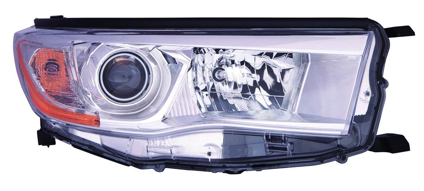 Phare avant côté passager pour Toyota Highlander Hybrid 2014-2016 avec enjoliveur chromé brillant de haute qualité, TO2503221