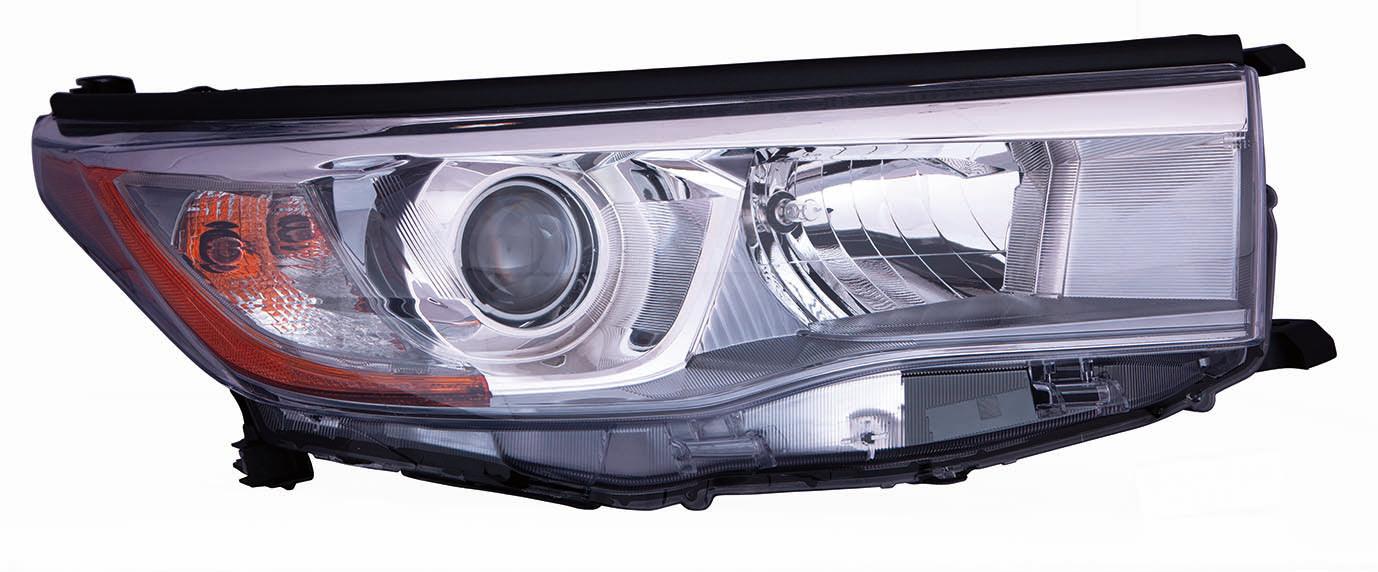 Phare avant côté passager pour Toyota Highlander 2014-2016 avec enjoliveur chromé fumé de haute qualité, TO2503225