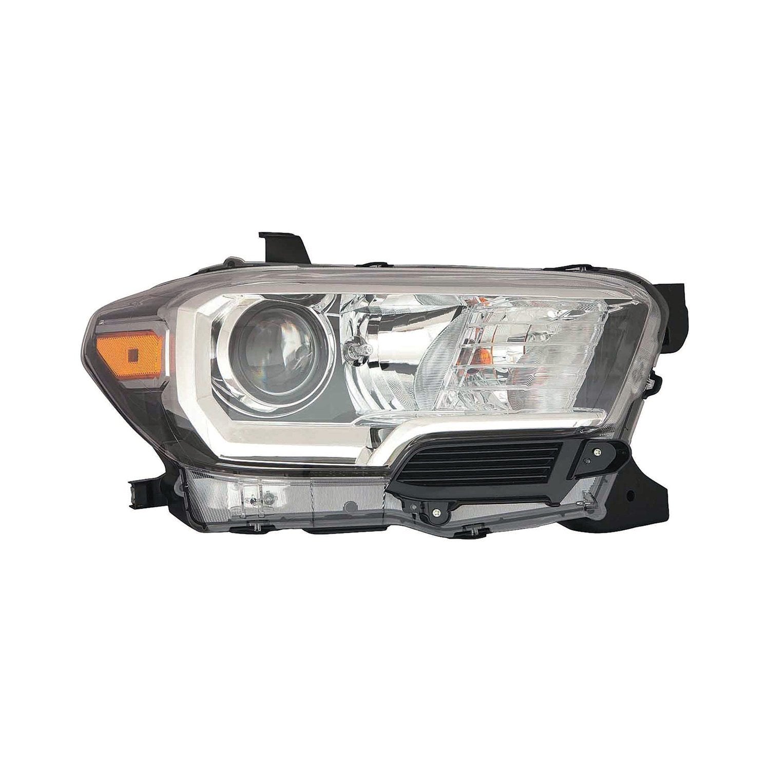 Phare avant côté passager pour Toyota Tacoma 2016-2019, halogène, enjoliveur noir/chrome, sans feu de jour à LED, référence TO2503243C - Hunt Parts
