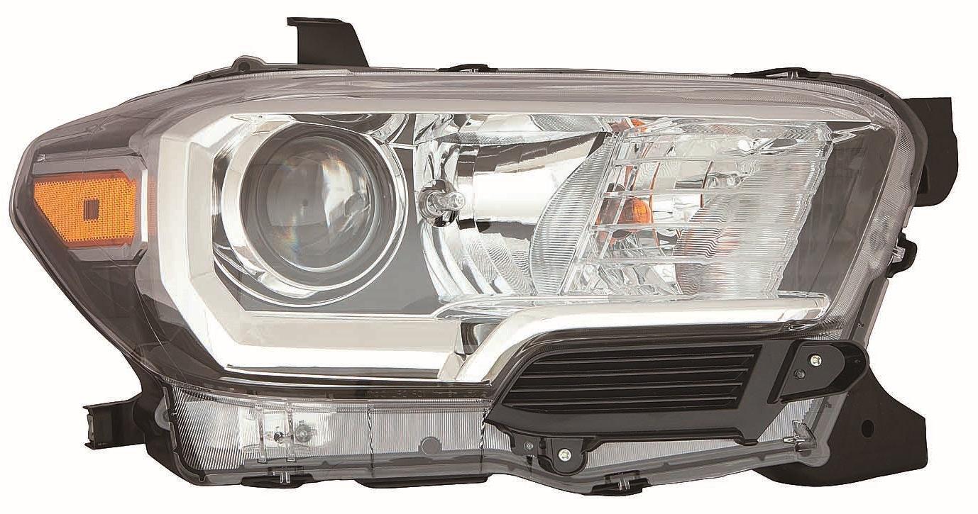 Phare avant côté passager pour Toyota Tacoma 2016-2019, halogène, contour noir/chrome, sans feux de jour à LED, qualité économique, TO2503243U